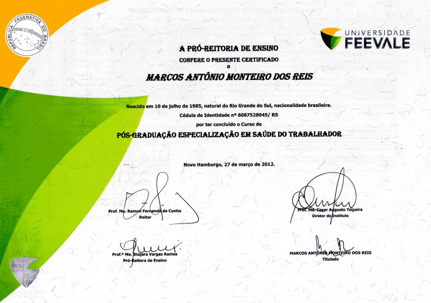 Pós-graduação em Saúde do Trabalhador, Universidade Feevale